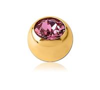 Inoki - Boule plaqué or 18 carats strass pour 1.6mm - Jonc/Tige 1.6 mm, Boule 5 mm - Rose