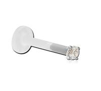 Inoki - Micro labret Bioflex Cristal 2mm griffé acier - Jonc/Tige 1.2 mm, Long. int. 10 mm, Élément 2 mm - Cristal