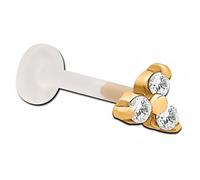 Inoki - Micro labret Bioflex plaqué or 14k Triple Cristal - Jonc/Tige 1.2 mm, Long. int. 5 mm, Élément 3 mm