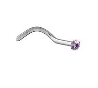 Inoki - Stud de nez acier cristal autrichien carré 2mm - Jonc/Tige 0.8 mm, Longueur 6.5 mm, Élément 2 mm - Améthyste