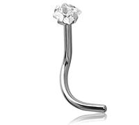 Inoki - Stud de nez Or blanc 14k et Zirconium carré 2 mm