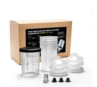 InoKraft Kit de gobelets jetables pour pistolet à peinture, grand kit de 28 onces (800 ml) avec 6 gobelets et couvercles, 1 gobelet rigide avec bague de retenue, 3 bouchons, système de peinture pour