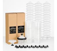 InoKraft Pistolet pulvérisateur de peinture jetable, système de peinture pour pistolet à peinture HVLP et LVLP, mini kit de 200 ml avec système de 50 tasses et couvercles, 1 tasse rigide avec anneau