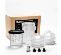 InoKraft Système de gobelets jetables Standard de 650 ML avec 6 gobelets et couvercles, 1 gobelet Rigide avec Anneau de retenue, 3 Bouchons, système de Peinture pour HVLP/LVLP avec Adaptateur