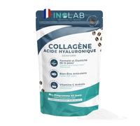 INOLAB Collagene Marin poudre & Acide Hyaluronique & Acérola Bio | Collagène marin Français Breveté 2000 Da | | Arôme Naturel Café | 45 Doses de 5,38 g/jour