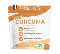 Inolab Curcuma BIO breveté CurQfen® I Curcumine microencapsulée | CurQfen® assimilation supérieure curcuma pipérine poivre noir | Résultats prouvés par études cliniques| Curaform