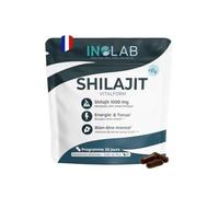 INOLAB Shilajit Pur Himalaya 1000 mg I Acides Fulviques 50% & Humiques | Énergie, Boost Metabolisme Bien être Mental I 60 gélules vegan Hautement dosées Fabriqué en France