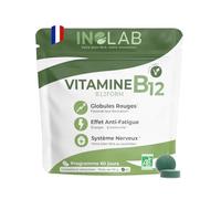 INOLAB VITAMINE B12 Bio Vegan Extrait de Shiitaké Haute biodisponibilité | 225 µg/dose Vit B12 9000% VNR Méthylcobalamine Adénosylcobalamine Hydroxocobalamine I Fatigue Système Nerveux Globules Rouges