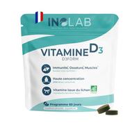 INOLAB Vitamine D3 Vegan BIO Lichen I Hautement Dosée I 2000 UI/Comprimé