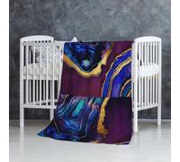 InOmak Agate Abstraite Violet, Bleu, Or,Couverture Douce et Chaude en Flanelle Anti-Boulochage 76 x 127 cm