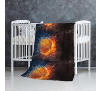 InOmak Ballon de Basket sur Le feu et l'eau,Couverture Douce et Chaude en Flanelle Anti-Boulochage 76 x 127 cm