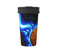 InOmak Basket-ball en feu,Tasse à café portable de 500 ml en acier inoxydable, isotherme.