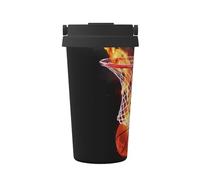 InOmak Basketball Sports Flame Ball,Tasse à café portable de 500 ml en acier inoxydable, isotherme.