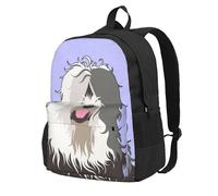 InOmak Berger anglais ancien,Sac à dos à poches, sac à dos décontracté, sac d'école résistant à l'eau pour les voyages, la randonnée ou le camping