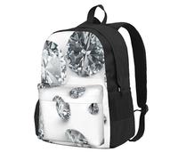 InOmak Bijoux en diamants et pierres précieuses de luxe imprimés,Sac à dos à poches, sac à dos décontracté, sac d'école résistant à l'eau pour les voyages, la randonnée ou le camping