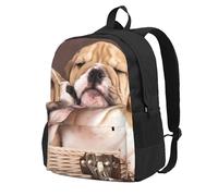 InOmak Bisous chiots bouledogues anglais,Sac à dos à poches, sac à dos décontracté, sac d'école résistant à l'eau pour les voyages, la randonnée ou le camping