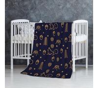 InOmak Bois d'hiver et écureuils, Style Ligne Bleu,Couverture Douce et Chaude en Flanelle Anti-Boulochage 76 x 127 cm