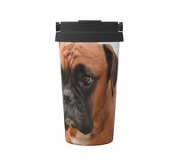 InOmak Boxer au visage triste,Tasse à café portable de 500 ml en acier inoxydable, isotherme.