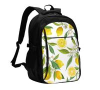 InOmak Branches de citronnier exotiques à motifs, délicieuses !, Sac à dos de voyage décontracté pour ordinateur portable avec port de chargement USB pour hommes et femmes