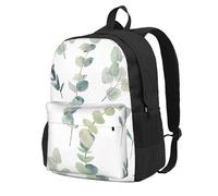 InOmak brindille de verdure naturelle blanche,Sac à dos à poches, sac à dos décontracté, sac d'école résistant à l'eau pour les voyages, la randonnée ou le camping