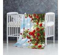 InOmak Buisson de Roses Rouges imprimé,Couverture Douce et Chaude en Flanelle Anti-Boulochage 76 x 127 cm