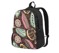 InOmak cabosse de cacao colorée,Sac à dos à poches, sac à dos décontracté, sac d'école résistant à l'eau pour les voyages, la randonnée ou le camping