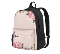InOmak Cadre rond fleuri avec de jolies fleurs de zinnia,Sac à dos à poches, sac à dos décontracté, sac d'école résistant à l'eau pour les voyages, la randonnée ou le camping