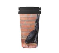 InOmak Cane Corso, grands chiens noirs, animaux de compagnie,Tasse à café portable de 500 ml en acier inoxydable, isotherme.