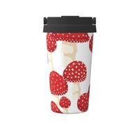 InOmak Champignons rouges Amanite tue-mouches,Tasse à café portable de 500 ml en acier inoxydable, isotherme.