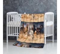 InOmak Cheval Sauvage Courant Contre Une tempête de Sable,Couverture Douce et Chaude en Flanelle Anti-Boulochage 76 x 127 cm