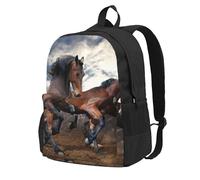 InOmak Chevaux au galop,Sac à dos à poches, sac à dos décontracté, sac d'école résistant à l'eau pour les voyages, la randonnée ou le camping