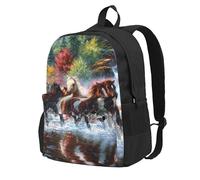 InOmak Chevaux des Indiens d'Amérique,Sac à dos à poches, sac à dos décontracté, sac d'école résistant à l'eau pour les voyages, la randonnée ou le camping