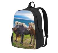 InOmak Chevaux islandais Animaux,Sac à dos à poches, sac à dos décontracté, sac d'école résistant à l'eau pour les voyages, la randonnée ou le camping