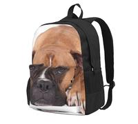 InOmak Chien Boxer,Sac à dos à poches, sac à dos décontracté, sac d'école résistant à l'eau pour les voyages, la randonnée ou le camping