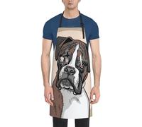 InOmak Chien Boxer, Tabliers de cuisine Tablier de cuisine avec poches, tablier de chef imperméable Tabliers à bavette réglables