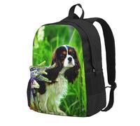 InOmak Chien Cavalier King Charles Spaniel Fleurs de Lupin,Sac à dos à poches, sac à dos décontracté, sac d'école résistant à l'eau pour les voyages, la randonnée ou le camping