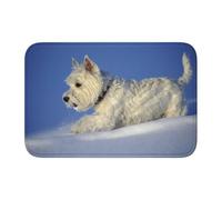 InOmak Chiens Westie Winter West Highland White Terrier,Paillasson à Ourlet Doux, Tapis de Bain, Tapis de Sol antidérapant, Tapis de Salle de Bain Absorbant, 40 x 60 cm