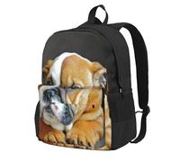 InOmak Chiot bouledogue anglais,Sac à dos à poches, sac à dos décontracté, sac d'école résistant à l'eau pour les voyages, la randonnée ou le camping