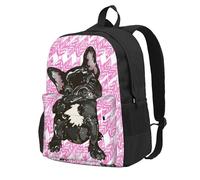 InOmak Chiot bouledogue français,Sac à dos à poches, sac à dos décontracté, sac d'école résistant à l'eau pour les voyages, la randonnée ou le camping