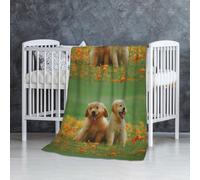 InOmak Chiot Golden Retriever,Couverture Douce et Chaude en Flanelle Anti-Boulochage 76 x 127 cm