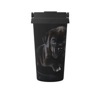 InOmak Chiots Cane Corso noirs,Tasse à café portable de 500 ml en acier inoxydable, isotherme.