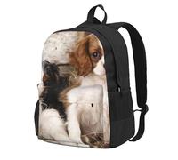 InOmak Chiots Cavalier King Charles Spaniel de petite taille,Sac à dos à poches, sac à dos décontracté, sac d'école résistant à l'eau pour les voyages, la randonnée ou le camping