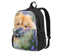 InOmak Chow-Chow, chiens bruns doux et duveteux, violets sauvages,Sac à dos à poches, sac à dos décontracté, sac d'école résistant à l'eau pour les voyages, la randonnée ou le camping