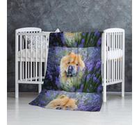 InOmak Chow-Chow Doux Duveteux Brun Chiens Violet Sauvage,Couverture Douce et Chaude en Flanelle Anti-Boulochage 76 x 127 cm