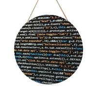 InOmak Code de programmation du programmeur, Tableau rond sur panneau de bois de 30 cm, à accrocher au mur pour la maison