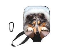 InOmak Collie à Poil Long Bokeh Chiens de Chemin de Fer Animaux de Compagnie, Housse de Raquette de Pickleball - Étui Compatible avec Toutes Les Formes et Tailles de Raquettes