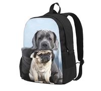 InOmak Concepts d'amitié entre chiens Cane Corso et Carlin,Sac à dos à poches, sac à dos décontracté, sac d'école résistant à l'eau pour les voyages, la randonnée ou le camping