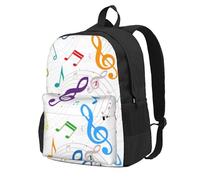 InOmak Couleur musicale,Sac à dos à poches, sac à dos décontracté, sac d'école résistant à l'eau pour les voyages, la randonnée ou le camping