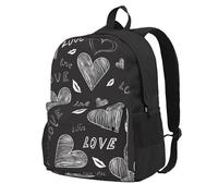 InOmak Cœurs écrits à la main, mots d'amour,Sac à dos à poches, sac à dos décontracté, sac d'école résistant à l'eau pour les voyages, la randonnée ou le camping