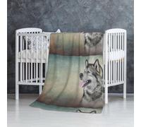 InOmak Dessin de Portrait de Chien Malamute d'Alaska,Couverture Douce et Chaude en Flanelle Anti-Boulochage 76 x 127 cm
